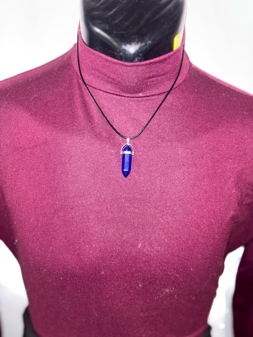 Lapis Blue Crystal Point Pendant Necklace - Women Jewelry